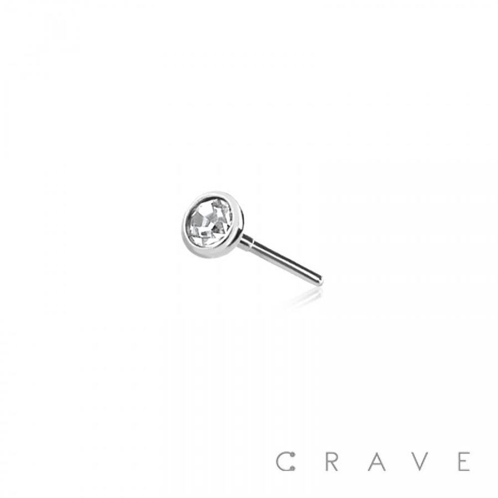 CZ Threadless Push-In Labret Silver